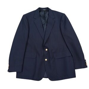 VTG Hardwick Hopsack Blazer Mens 44R (46R) Navy Wool Gold Crest Buttons USA